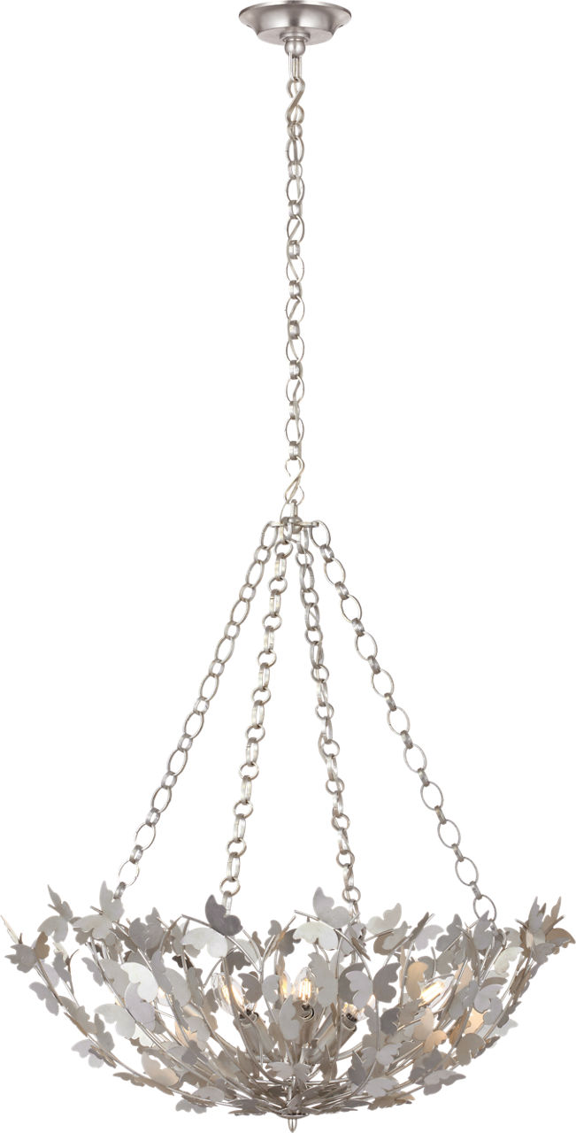 Farfalle 30" Basket Chandelier in Burnished Silver Leaf