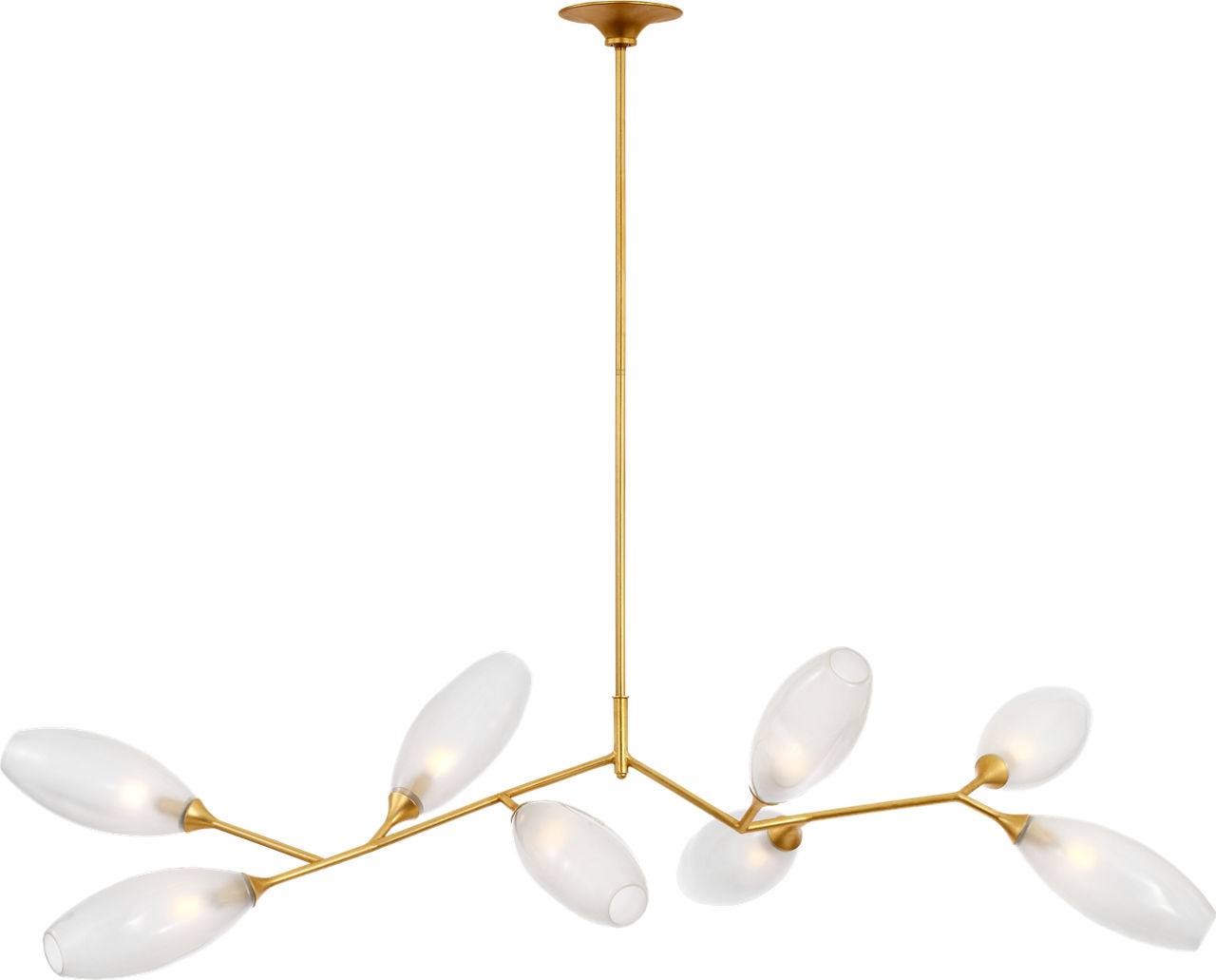 Toscano 60" Branched Linear Chandelier in Gild with Frosted Glass