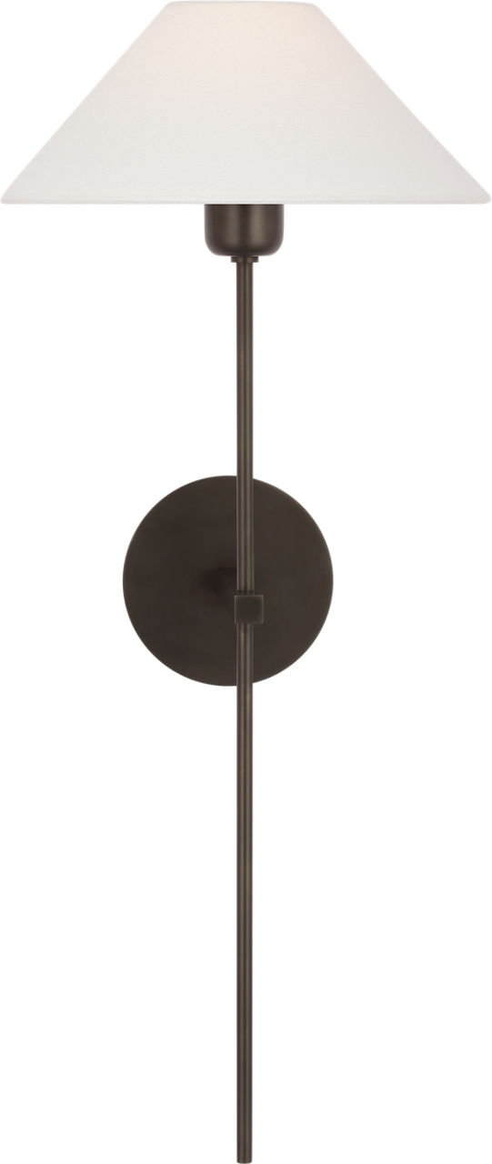 Hackney 25" Tail Sconce in Bronze with Linen Shade