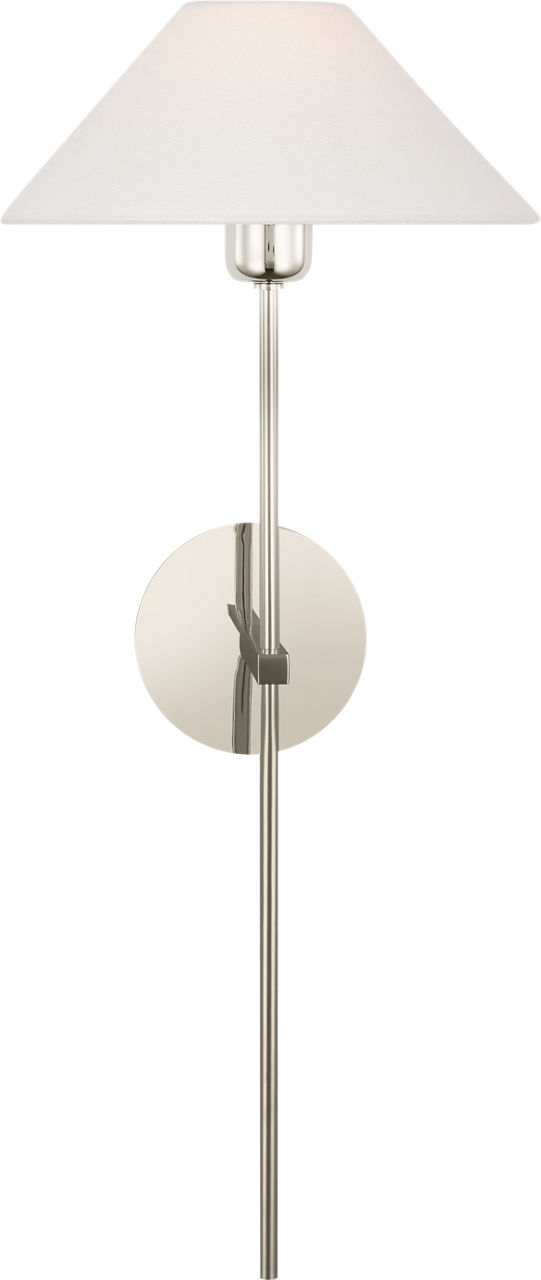 Hackney 25" Tail Sconce in Polished Nickel with Linen Shade