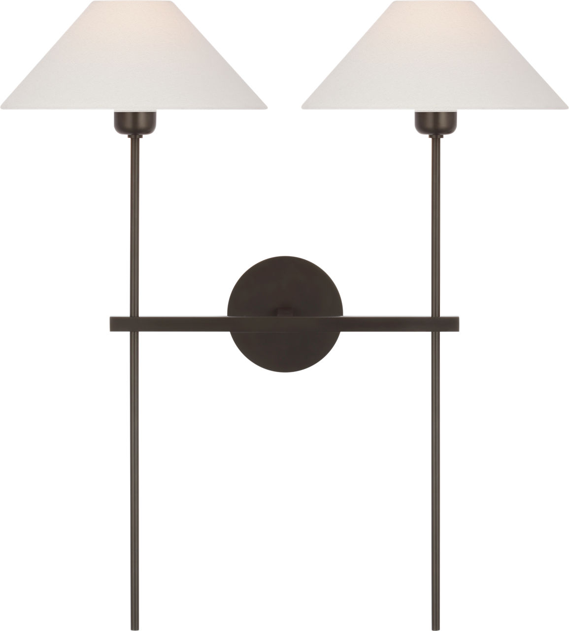 Hackney 25" Double Tail Sconce in Bronze with Linen Shades