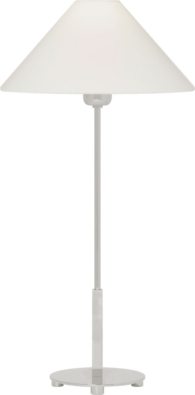 Hackney Table Lamp in Polished Nickel with Linen Shade