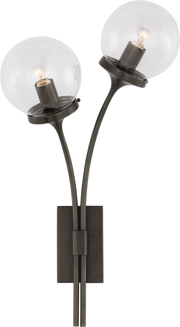 Prescott Left Sconce in Bronze with Clear Glass