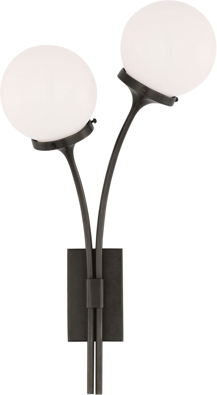 Prescott Left Sconce in Bronze with White Glass