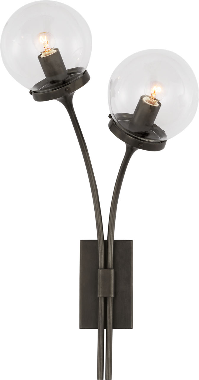 Prescott Right Sconce in Bronze with Clear Glass
