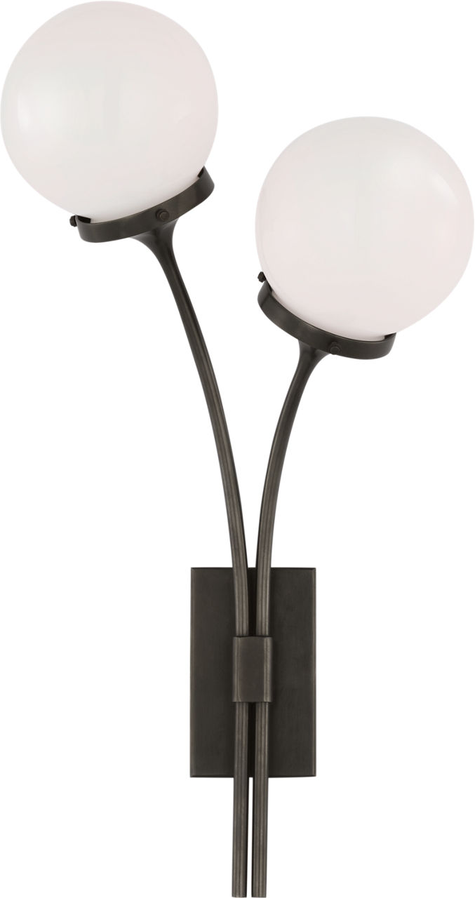 Prescott Right Sconce in Bronze with White Glass