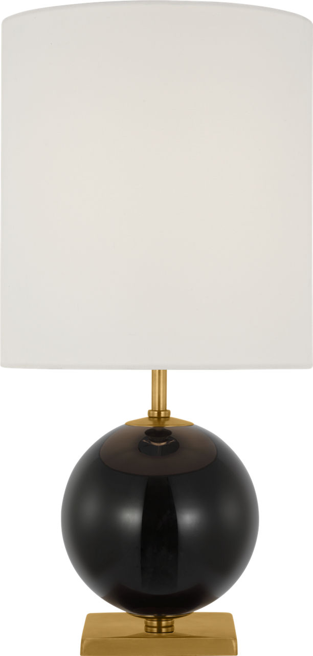 Elsie Small Table Lamp in Black Painted Glass with Linen Shade