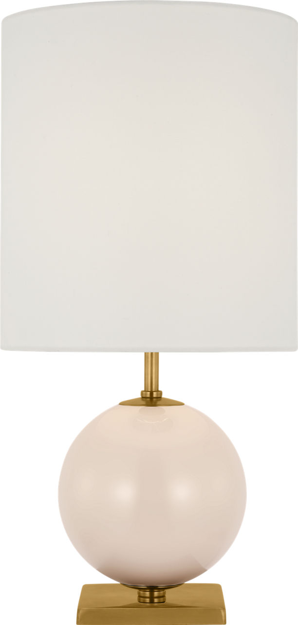 Elsie Small Table Lamp in Blush Painted Glass with Linen Shade