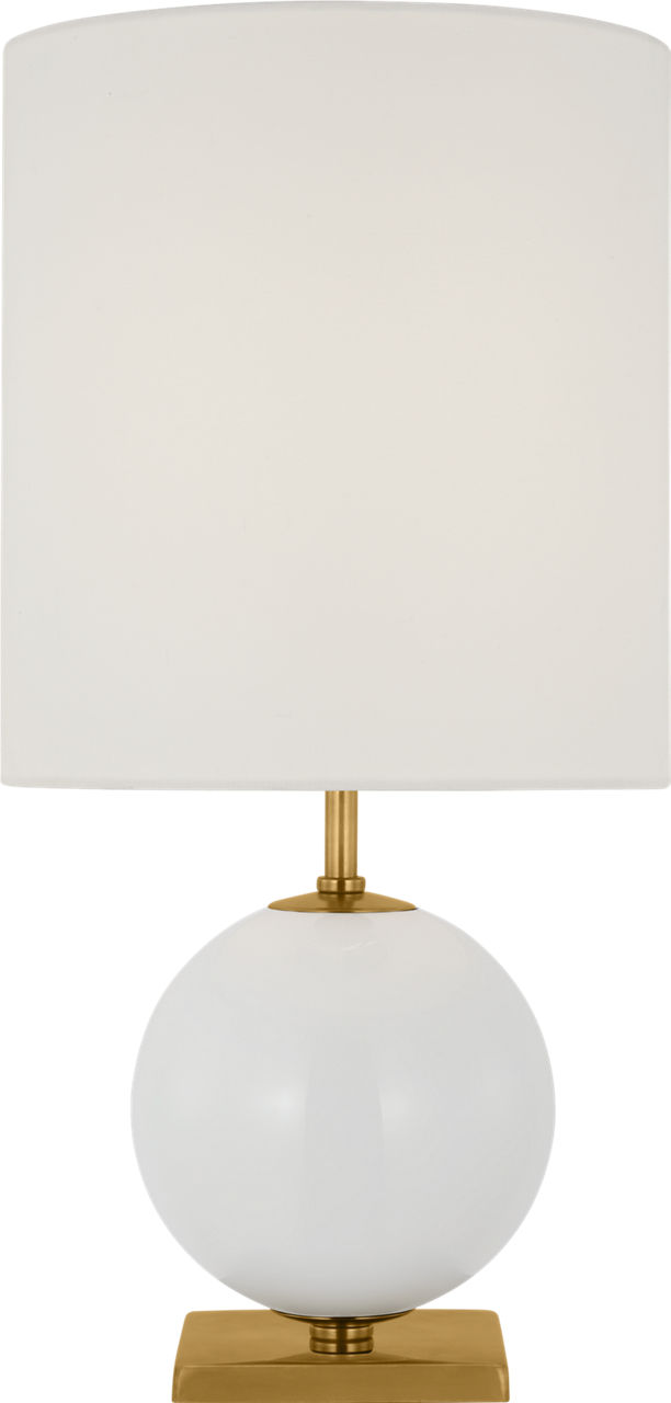 Elsie Small Table Lamp in Cream Painted Glass with Linen Shade