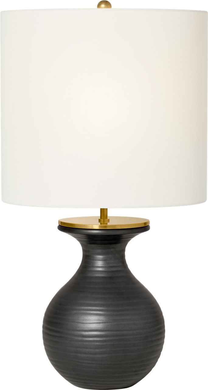 Albie Small Desk Lamp in Metallic Black with Cream Linen Shade