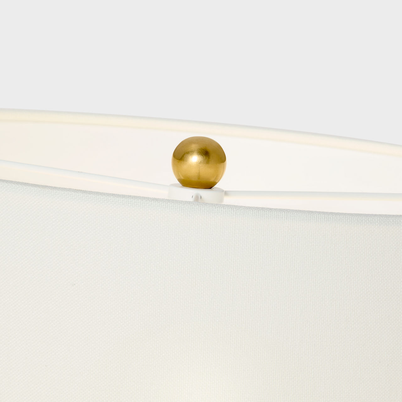 Albie Small Desk Lamp in New White with Cream Linen Shade