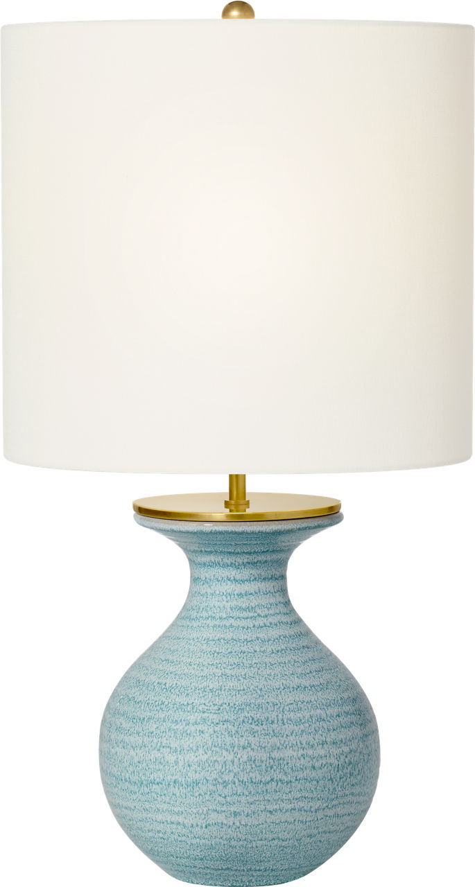 Albie Small Desk Lamp in Sandy Turquoise with Cream Linen Shade