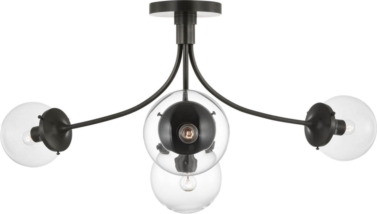 Prescott Large Semi-Flush Mount in Bronze with Clear Glass