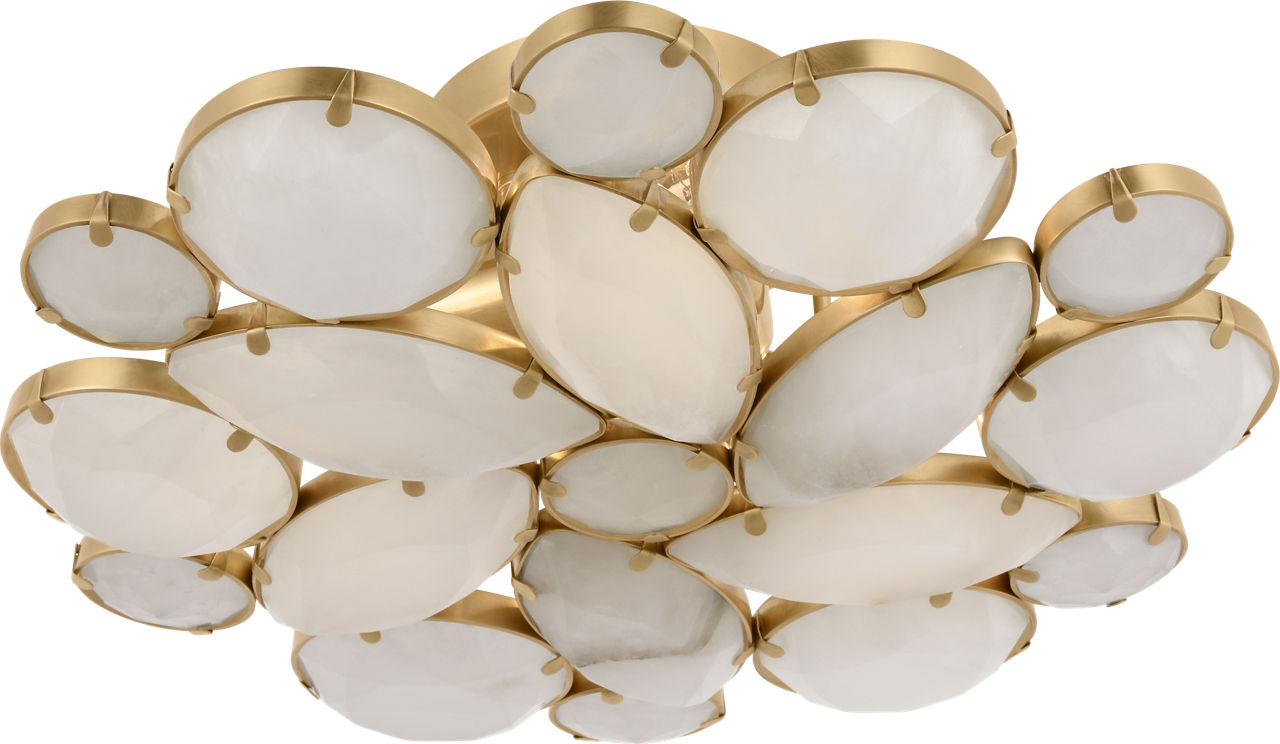 Lloyd Medium Round Flush Mount in Soft Brass with Alabaster