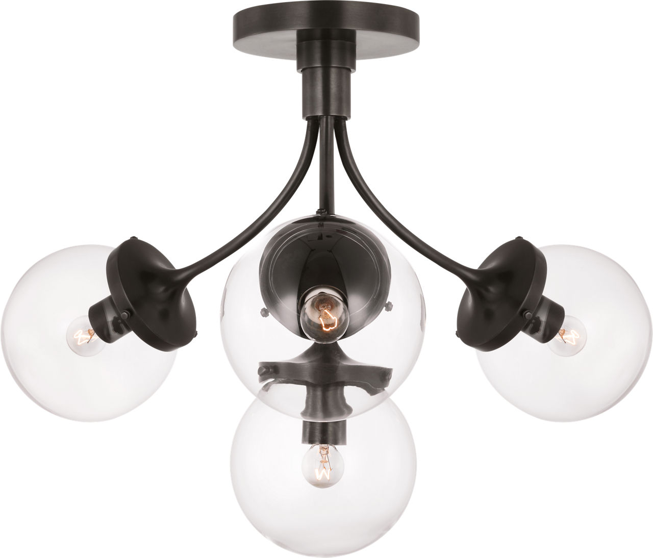 Prescott Medium Semi-Flush Mount in Bronze with Clear Glass