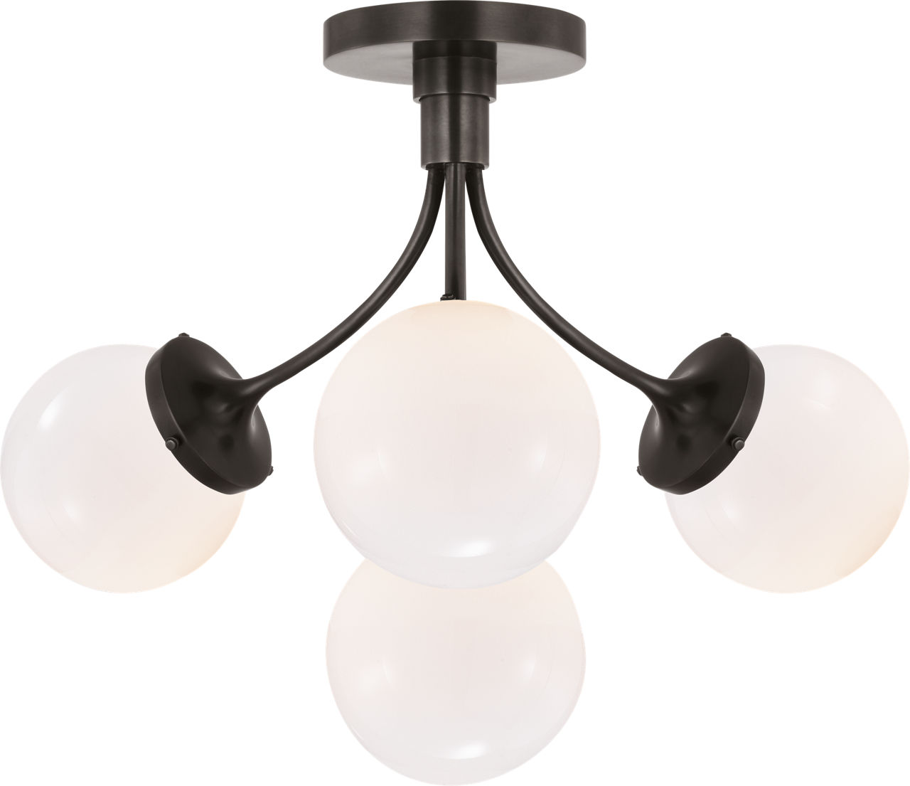 Prescott Medium Semi-Flush Mount in Bronze with White Glass