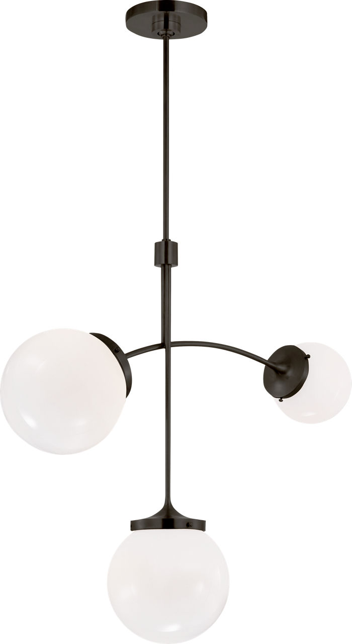 Prescott Small Chandelier in Bronze with White Glass