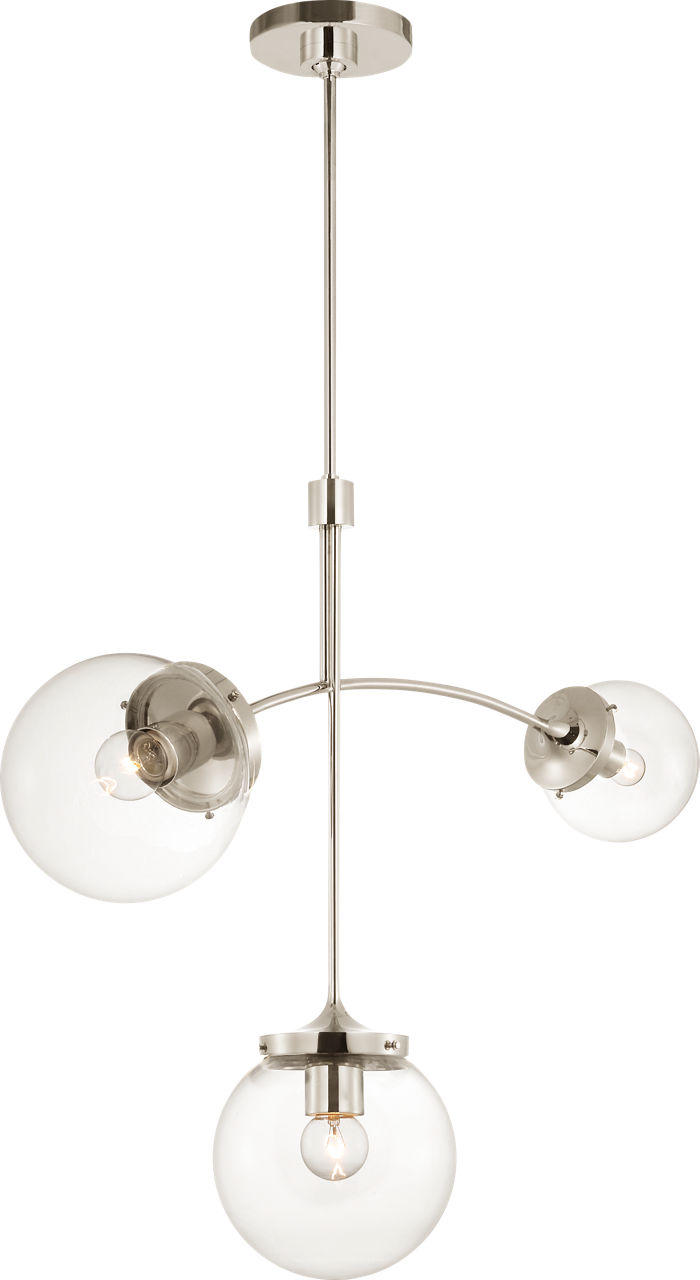 Prescott Small Chandelier in Polished Nickel with Clear Glass