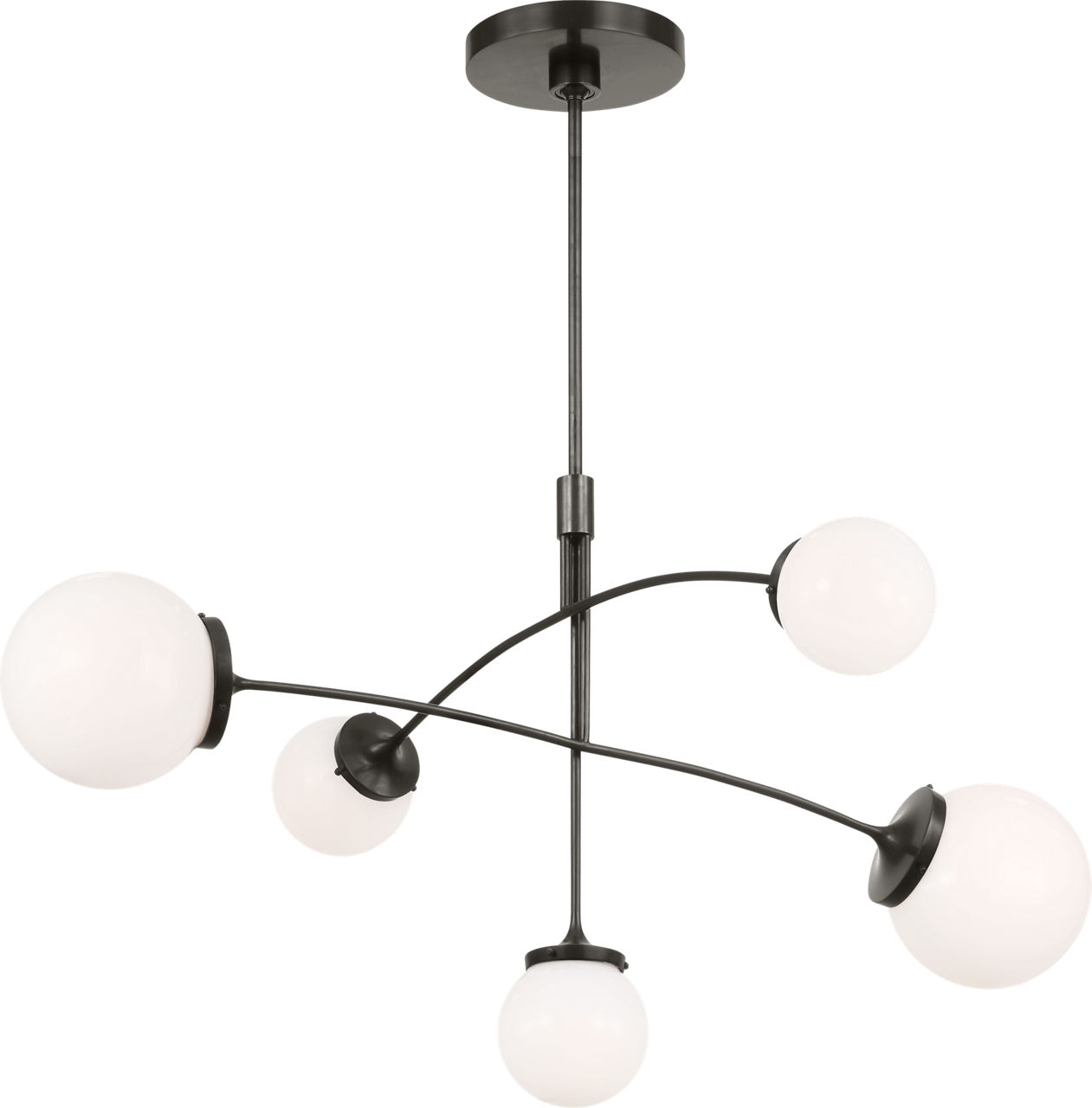 Prescott Medium Mobile Chandelier in Bronze with White Glass