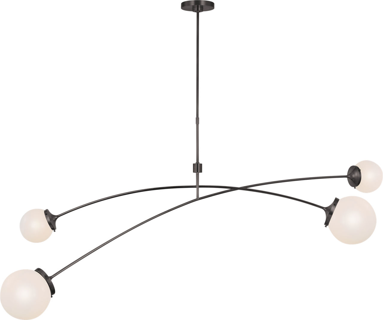 Prescott 62" Linear Chandelier in Bronze with White Glass