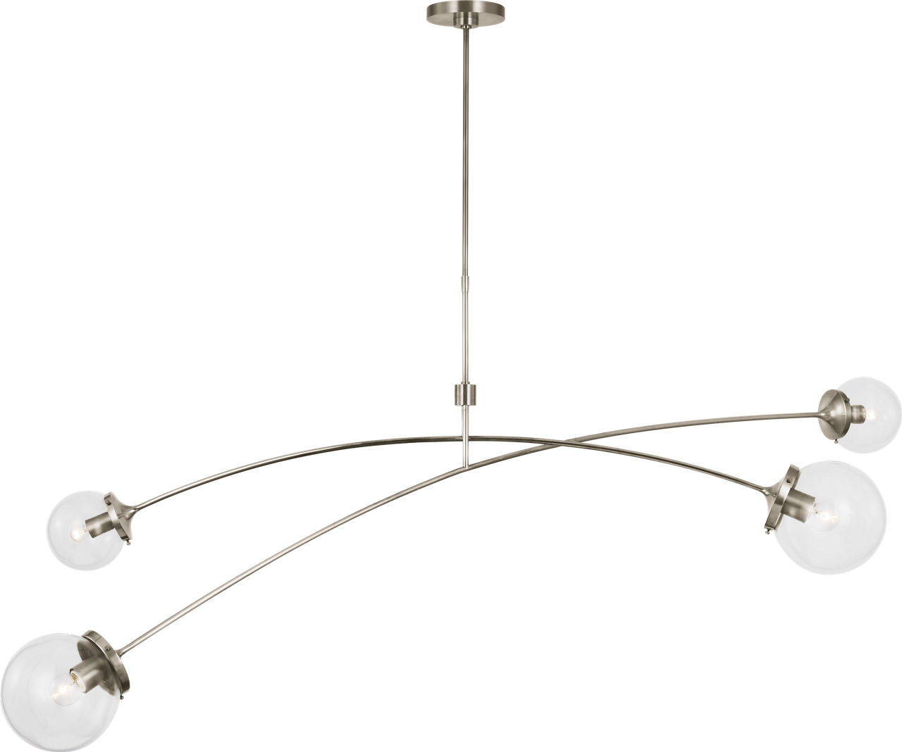 Prescott 62" Linear Chandelier in Polished Nickel with Clear Glass