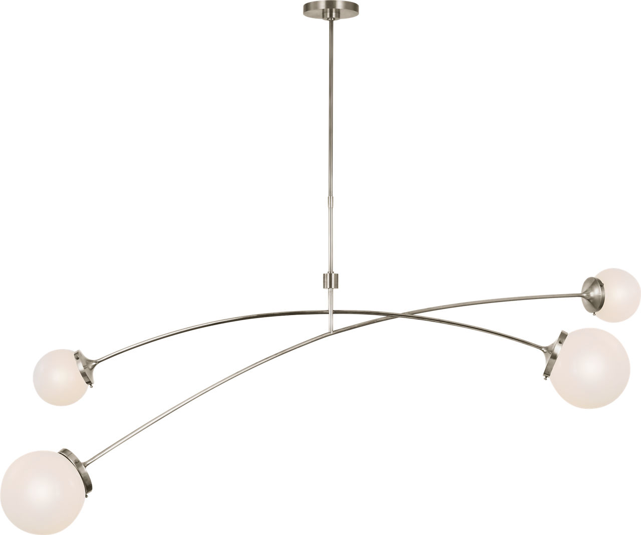 Prescott 62" Linear Chandelier in Polished Nickel with White Glass