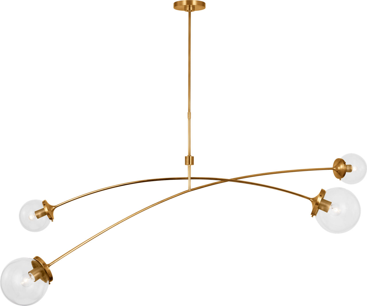 Prescott 62" Linear Chandelier in Soft Brass with Clear Glass