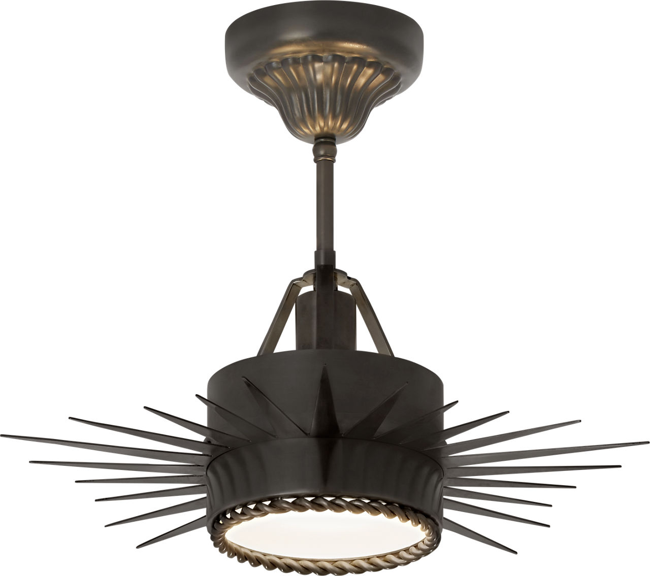 Soleil Small Semi-Flush in Bronze with Frosted Glass