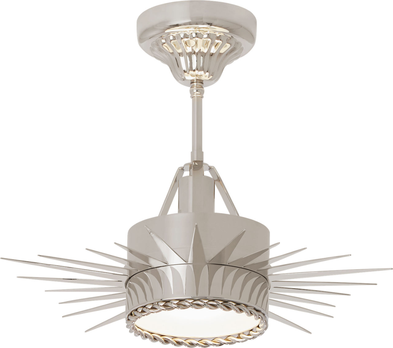 Soleil Small Semi-Flush in Polished Nickel with Frosted Glass