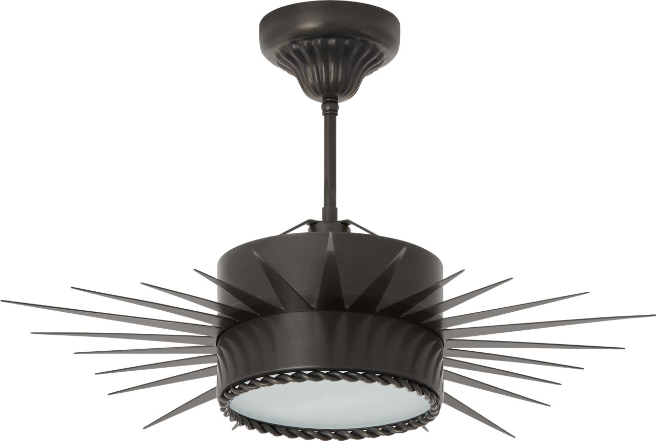 Soleil Medium Semi-Flush in Bronze with Frosted Glass