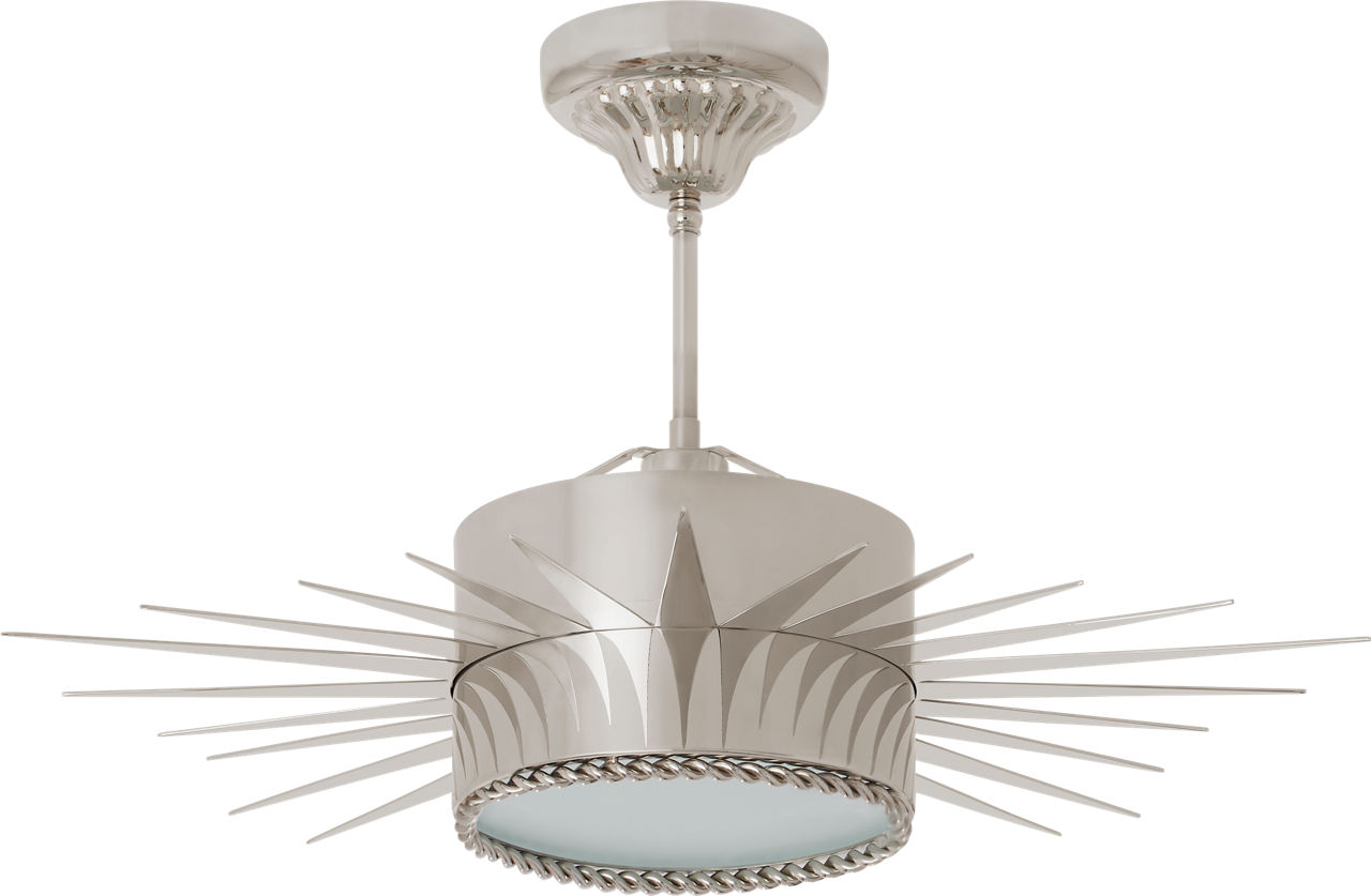 Soleil Medium Semi-Flush in Polished Nickel with Frosted Glass