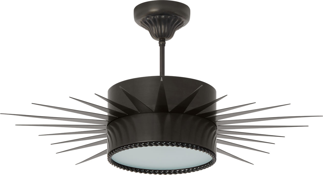 Soleil Large Semi-Flush in Bronze with Frosted Glass