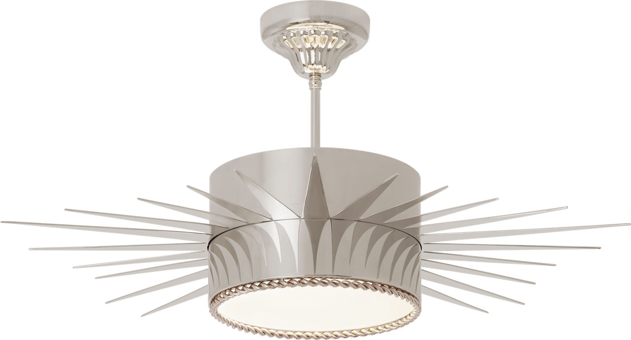 Soleil Large Semi-Flush in Polished Nickel with Frosted Glass