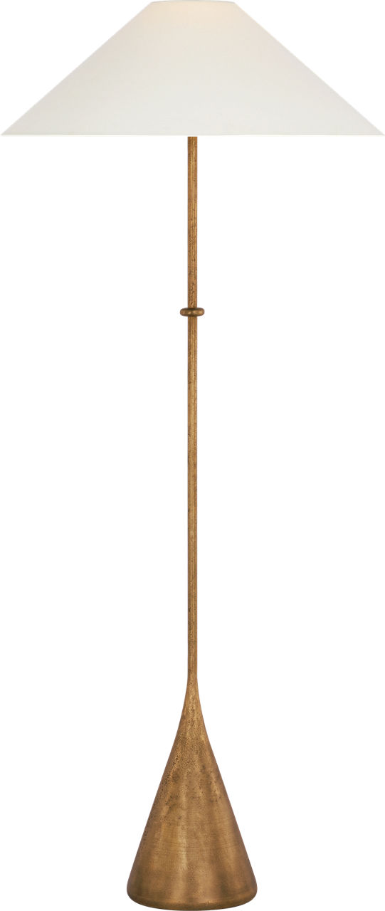 Zealous 62" Floor Lamp in Museum Brass with Linen Shade