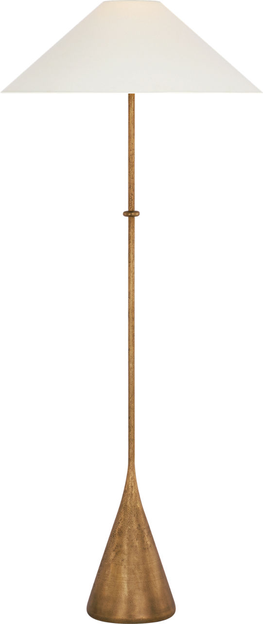 Zealous 62" Floor Lamp in Museum Brass with Linen Shade