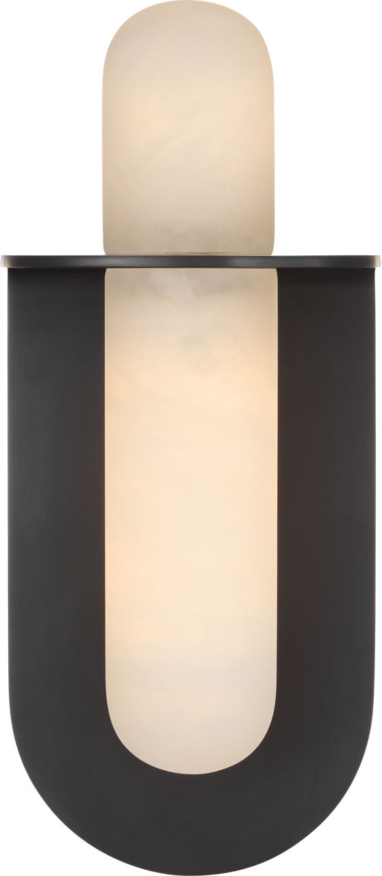 Fosse 11" Invertable Offset Oval Sconce in Bronze with Alabaster