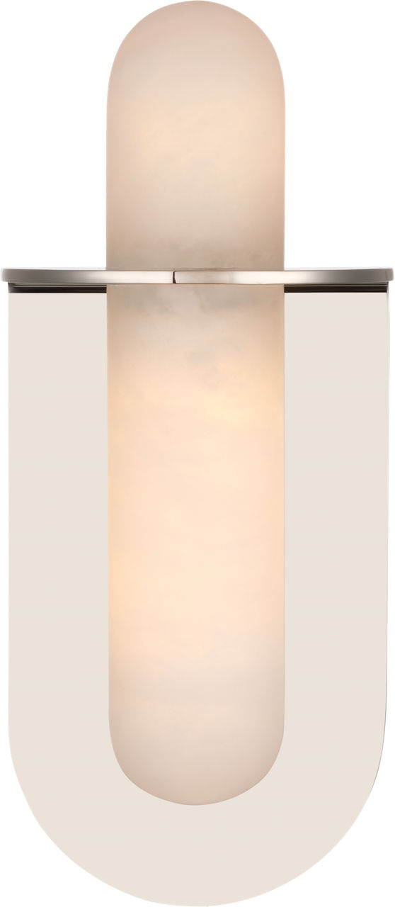 Fosse 11" Invertable Offset Oval Sconce in Polished Nickel with Alabaster
