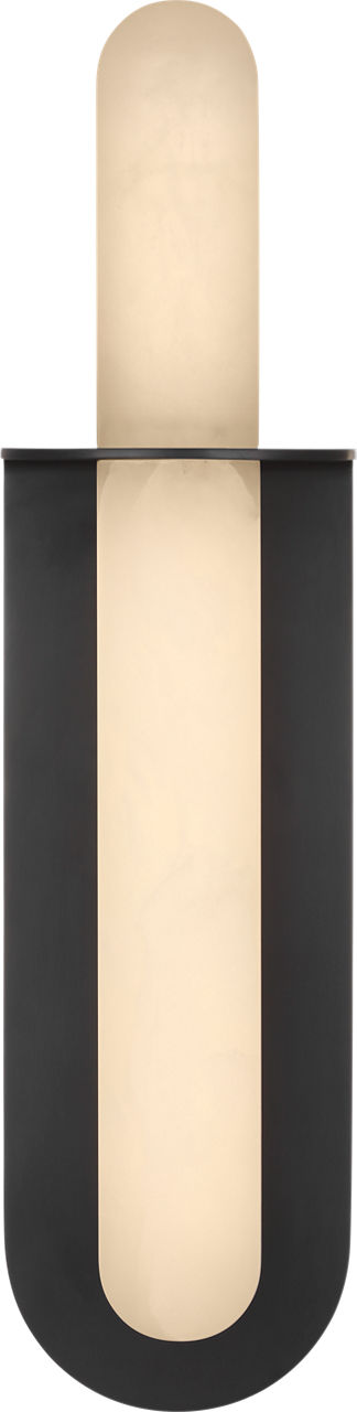 Fosse 18" Invertable Offset Oval Sconce in Bronze with Alabaster