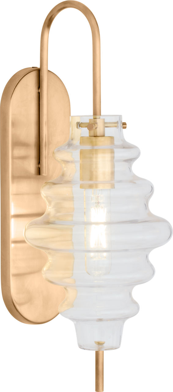 Tableau Large Sconce in Antique-Burnished Brass with Clear Glass
