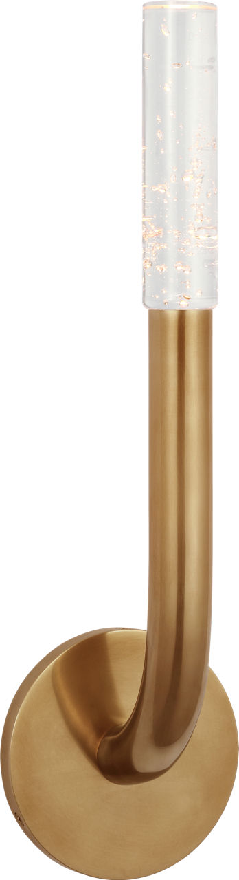 Rousseau 15" Single Sconce in Antique-Burnished Brass with Seeded Glass