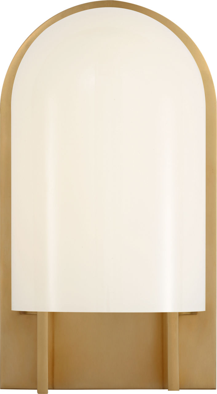 Trouve 8" Sconce in Antique-Burnished Brass with White Glass