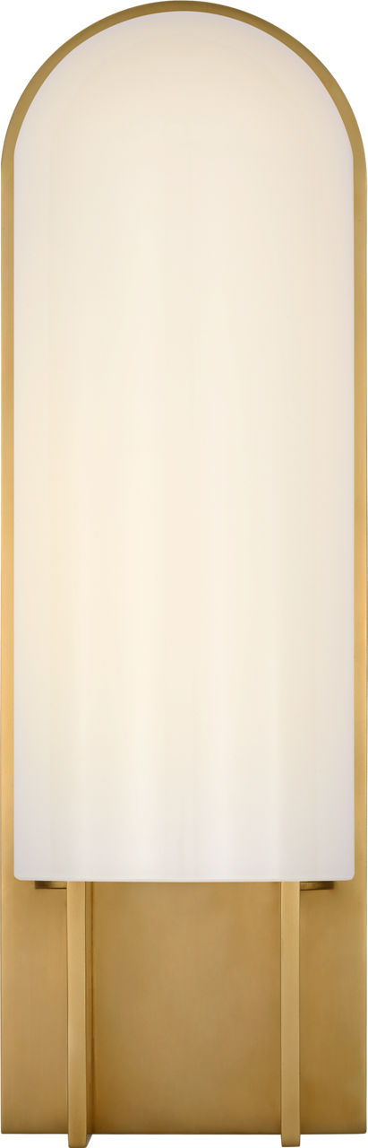 Trouve 14" Sconce in Antique-Burnished Brass with White Glass