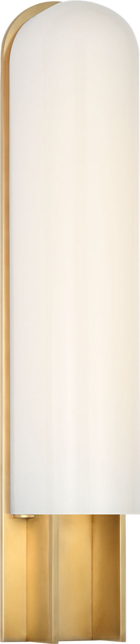 Trouve 23" Sconce in Antique-Burnished Brass with White Glass