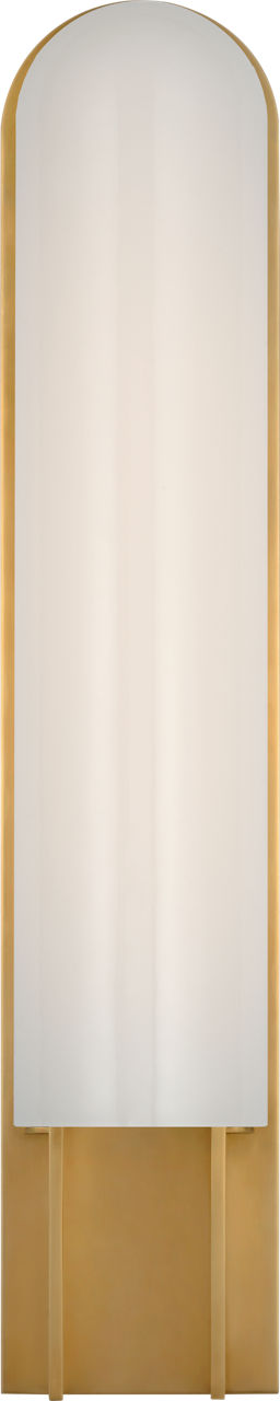 Trouve 23" Sconce in Antique-Burnished Brass with White Glass