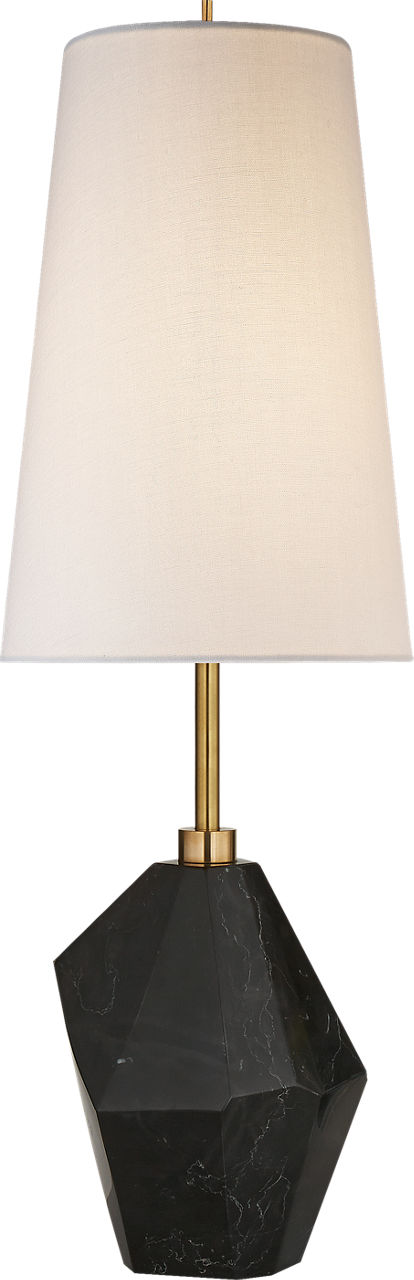 Halcyon Accent Table Lamp in Black Cremo Marble with Linen Shade
