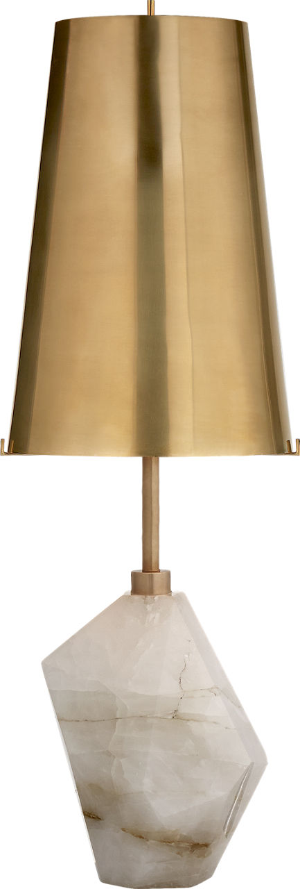 Halcyon Accent Table Lamp in Quartz with Antique Brass Shade