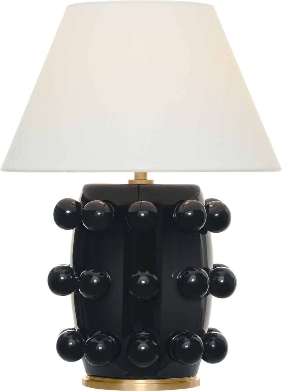 Linden 14" Cordless Table Lamp in Black with Linen Shade