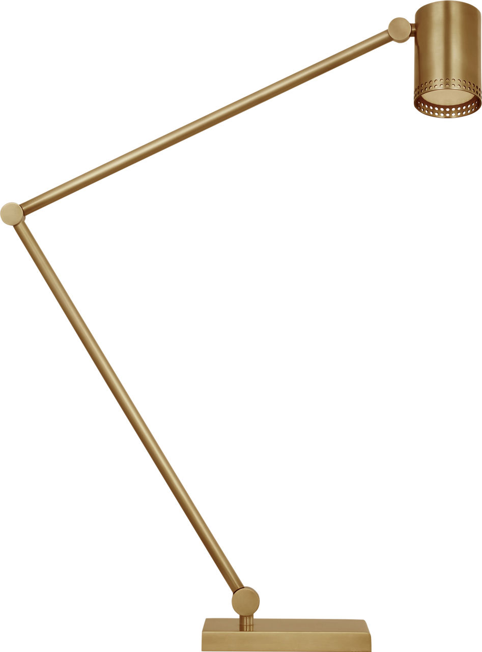 Precision Articulating Table Lamp in Antique-Burnished Brass with White Glass
