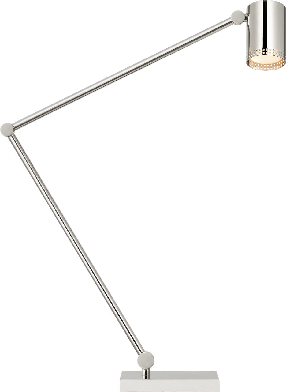 Precision Articulating Table Lamp in Polished Nickel with White Glass