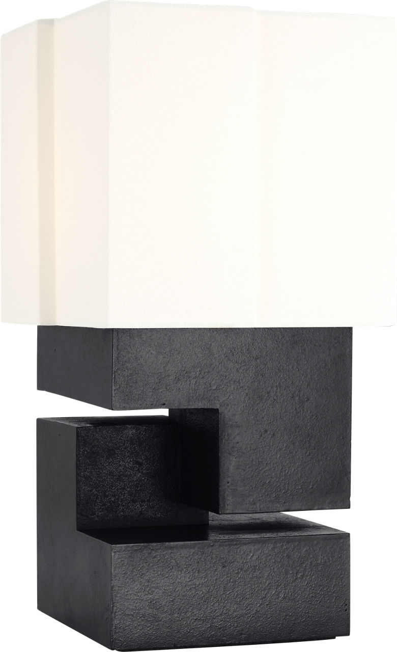 Nucleo 14" Accent Lamp in Museum Black with Linen Shade